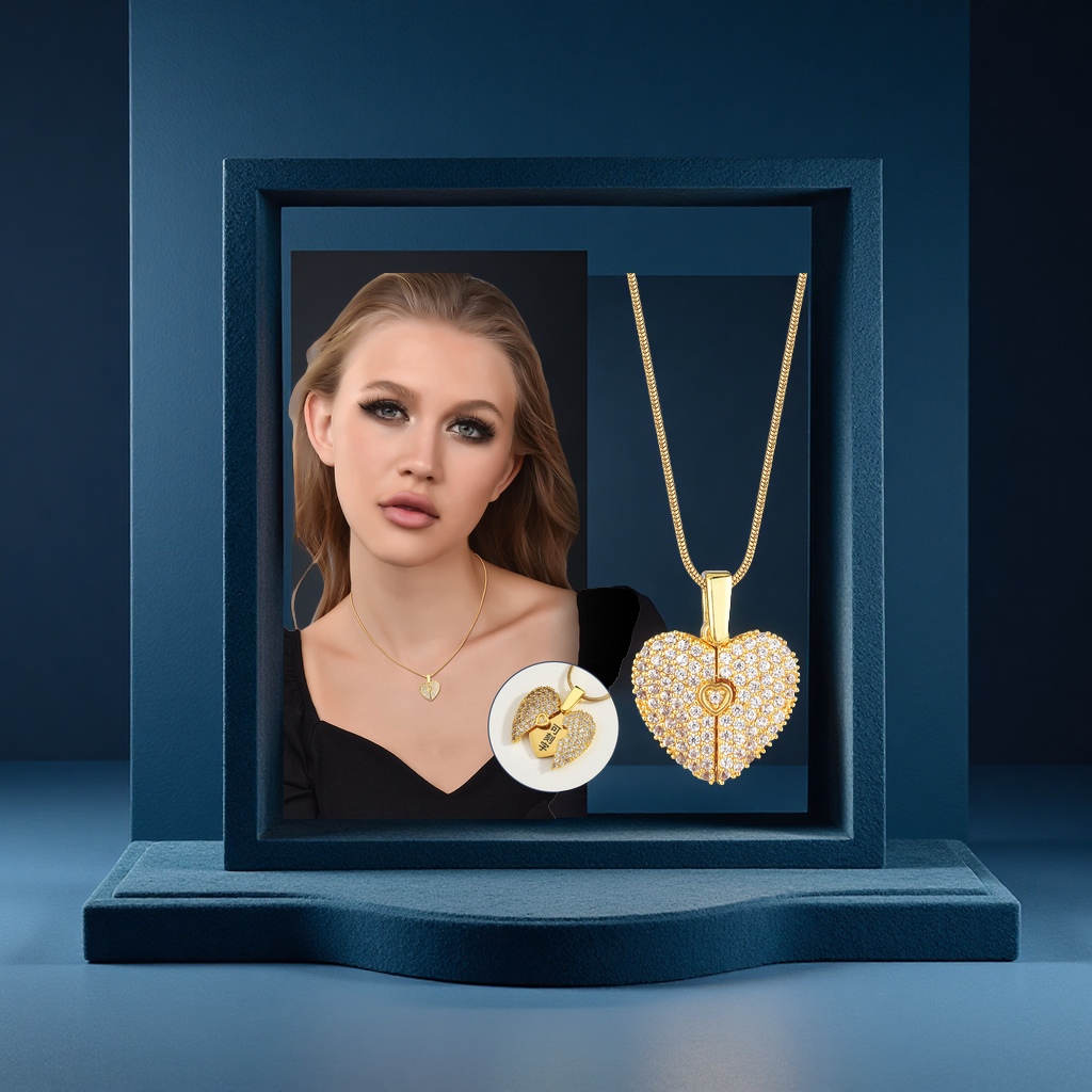 This is a new personalized titanium steel heart-shaped opening and closing necklace from Europe and America. It is versatile, fashionable, small and exquisite as an accessory that won't be the same as others details Picture