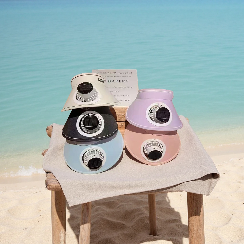 Summer rooftop solar dual-purpose fan cap, UV protection casual hat, multi-functional portable sun visor Item Picture