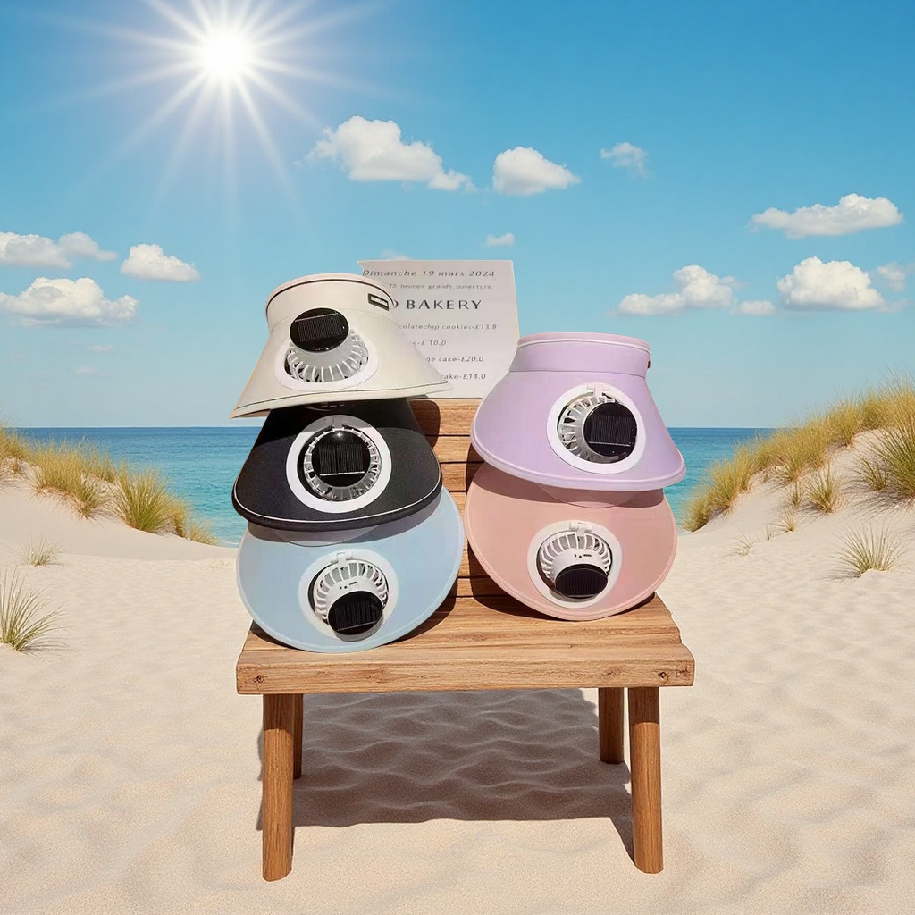 Summer rooftop solar dual-purpose fan cap, UV protection casual hat, multi-functional portable sun visor Application Scenario