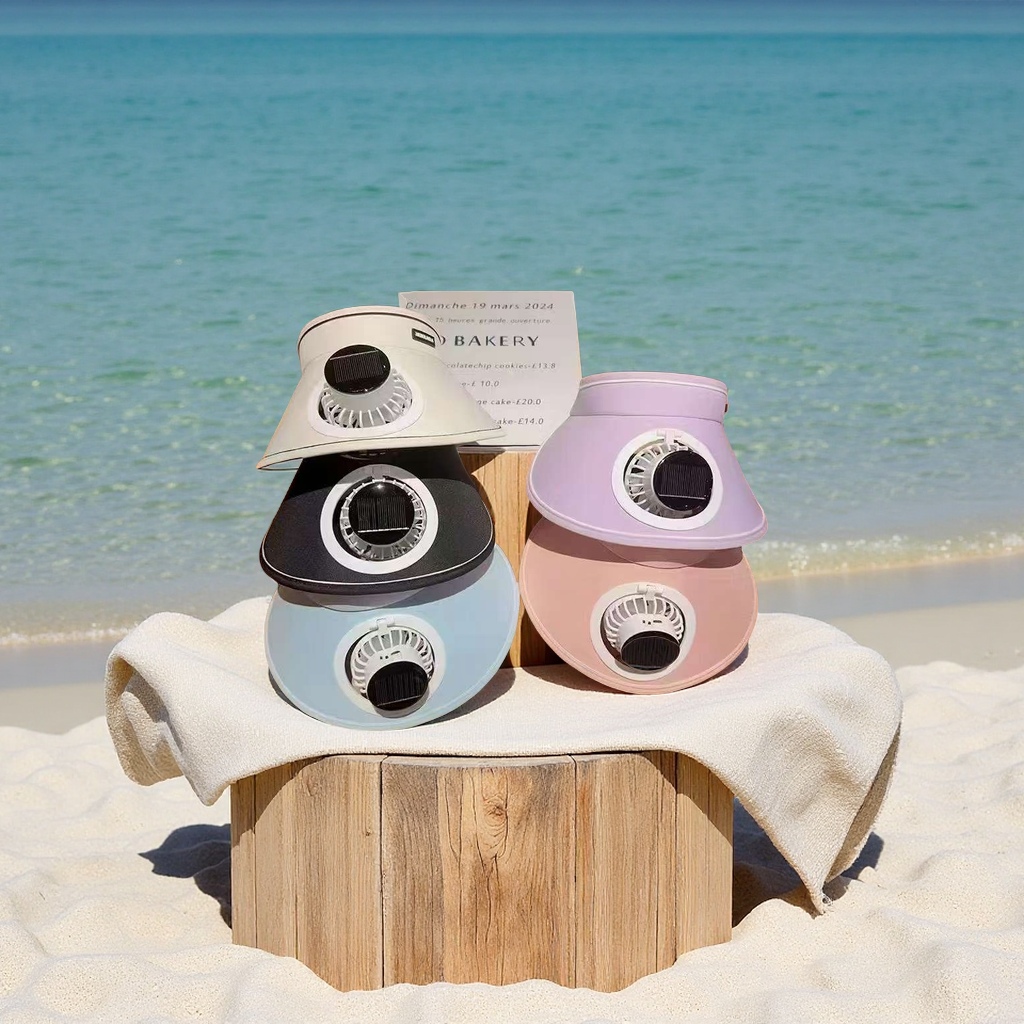 夏季空顶太阳能二用风扇帽防紫外线休闲帽子多功能便携遮阳帽