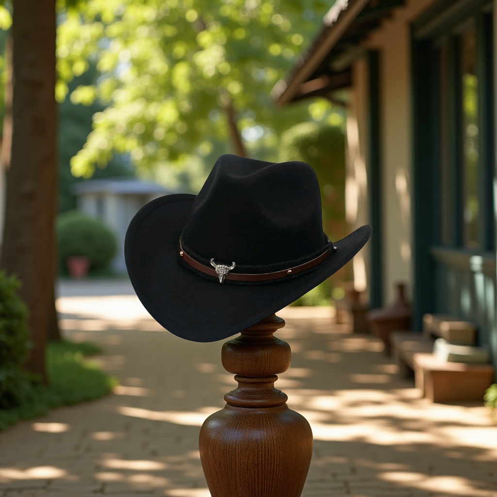 Outdoor fashionable wide-brimmed casual hat, western cowboy sun hat details Picture