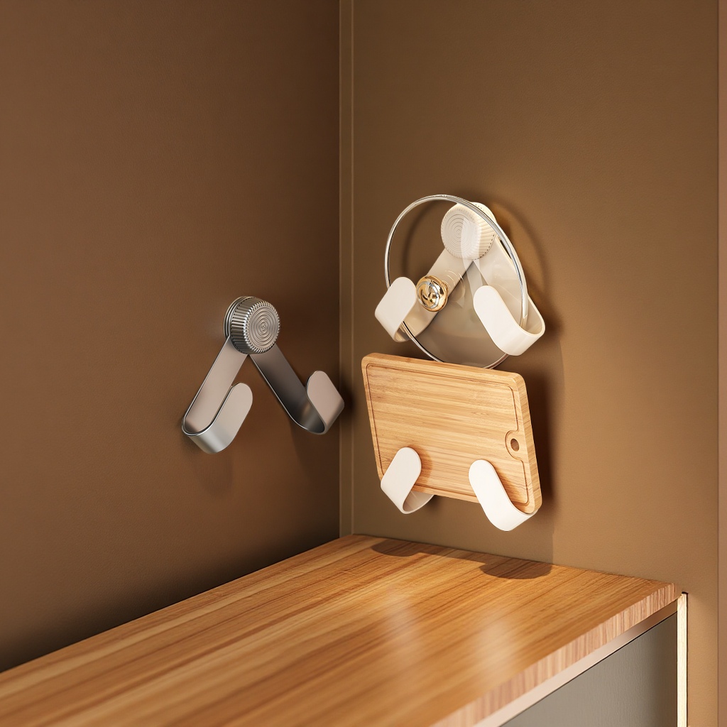Suction cup pot lid rack, wall-mounted, non-drilling, multi-functional kitchen storage rack, cutting board placement device, kitchen organizing supplies