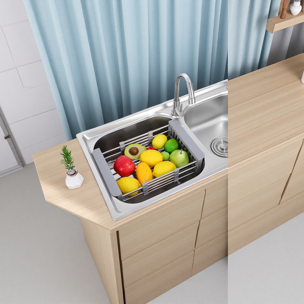 厨房水槽沥水篮伸缩菜篮子厨卫五金滤菜盆多功能沥水架家装配件
