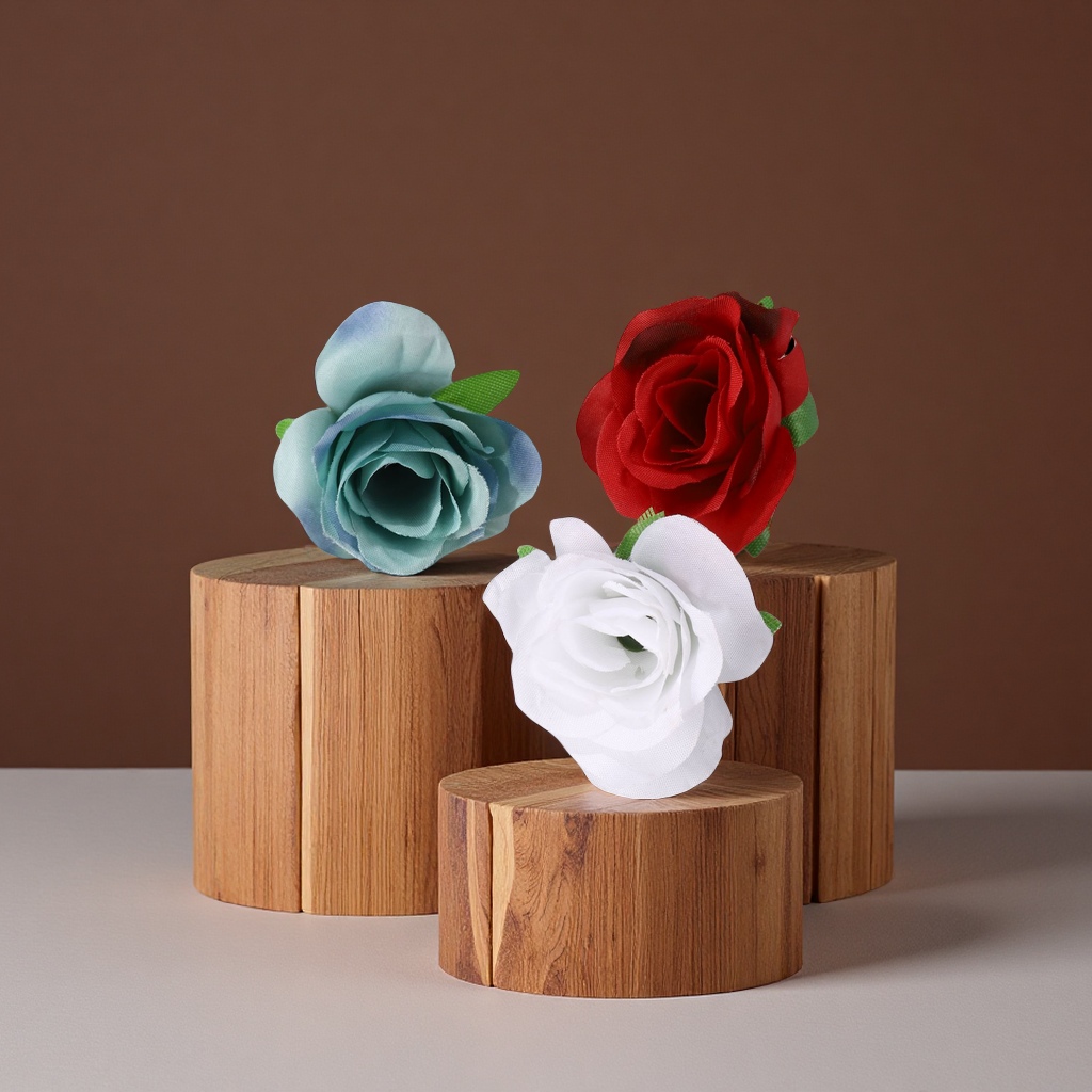 哇噢定制仿真绢布小花奶油玫瑰花头DIY配件办公文化园艺装饰用绢花小玫瑰