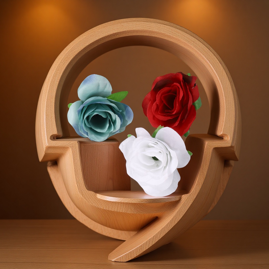 仿真绢布小花奶油玫瑰花头DIY配件办公文化园艺装饰用小玫瑰花束