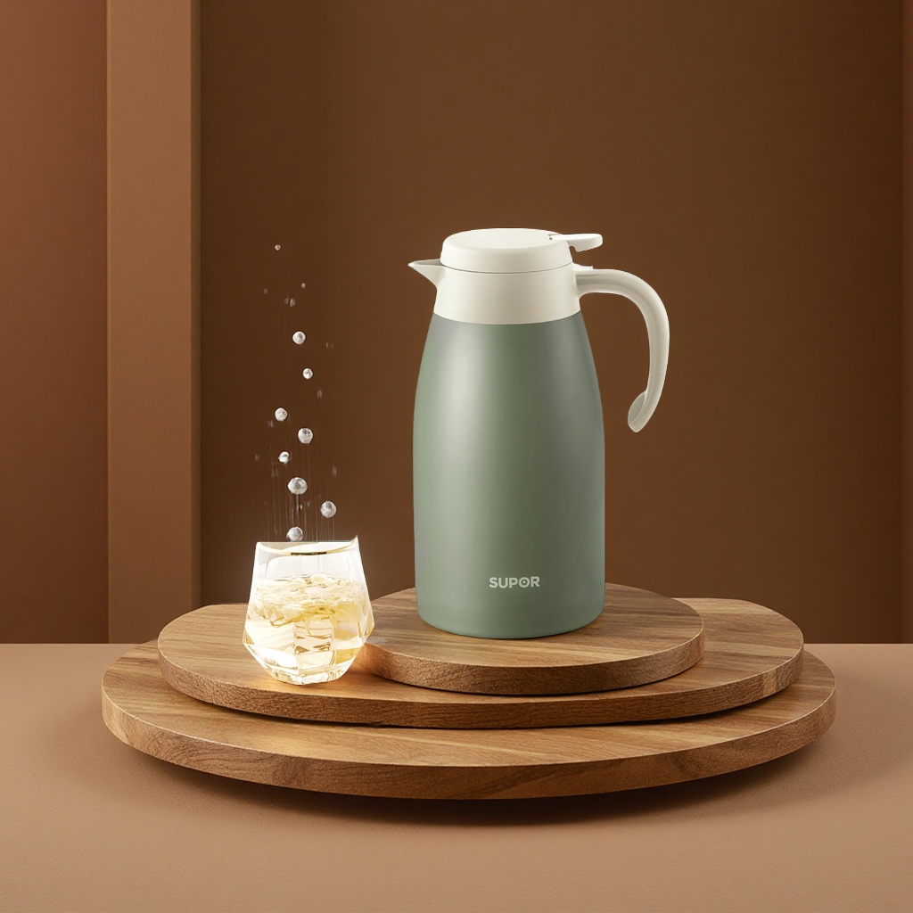 苏泊尔不锈钢保温壶大容量家用暖水瓶办公便携热水瓶日用百货杯具