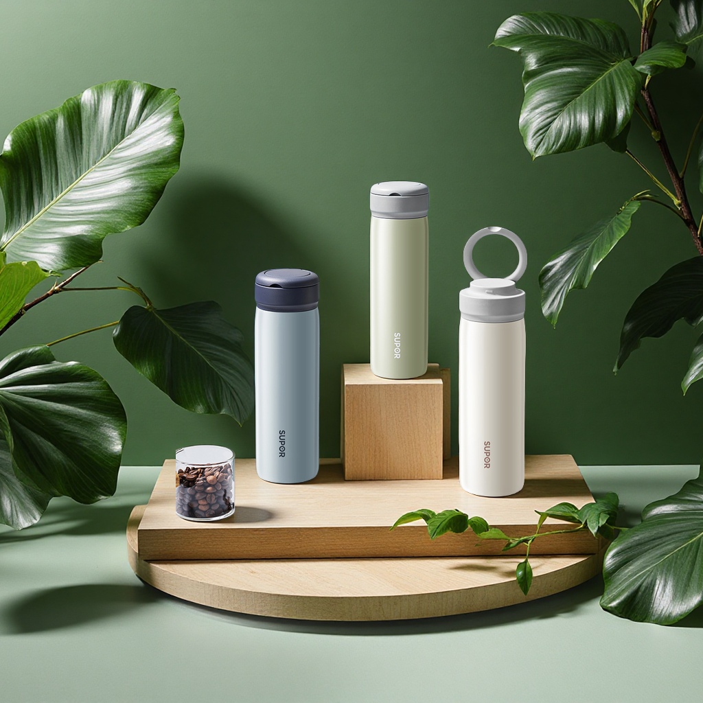 苏泊尔316L不锈钢保温杯便携男女士提环简约清新户外泡茶杯日用百货