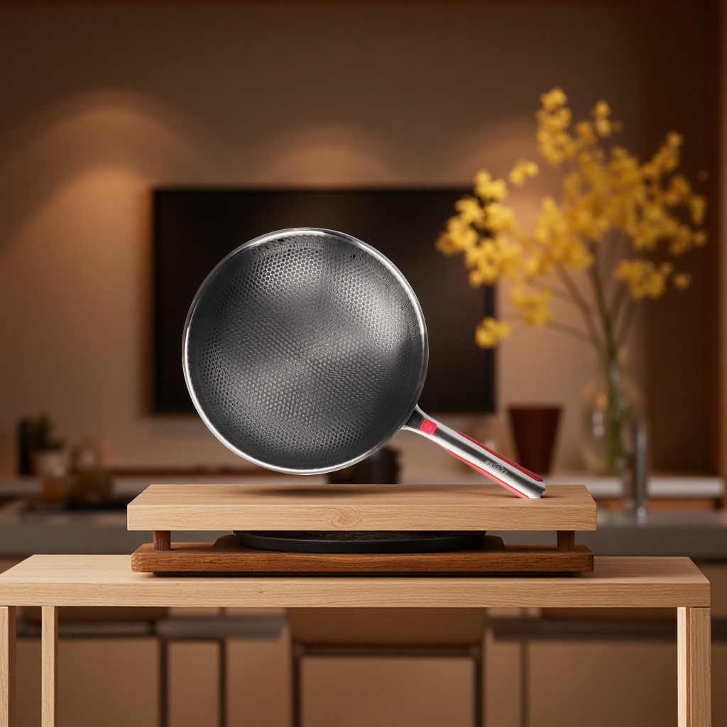 Le's 316 stainless steel double-screen honeycomb pattern flat-bottomed non-stick pan, household universal induction cooker, cooking pot, daily necessities Specification image