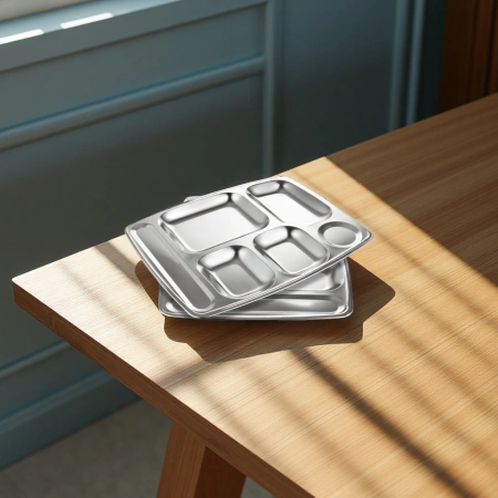 Zhenlong stainless steel six-compartment fast food plates, school and factory lunch boxes, thick multi-compartment tableware, daily necessities, disposable bowls, plates and plates Zhenlong stainless steel six-compartment fast food plates, school and factory lunch boxes, thick multi-compartment tableware, daily necessities, disposable bowls, plates and plates