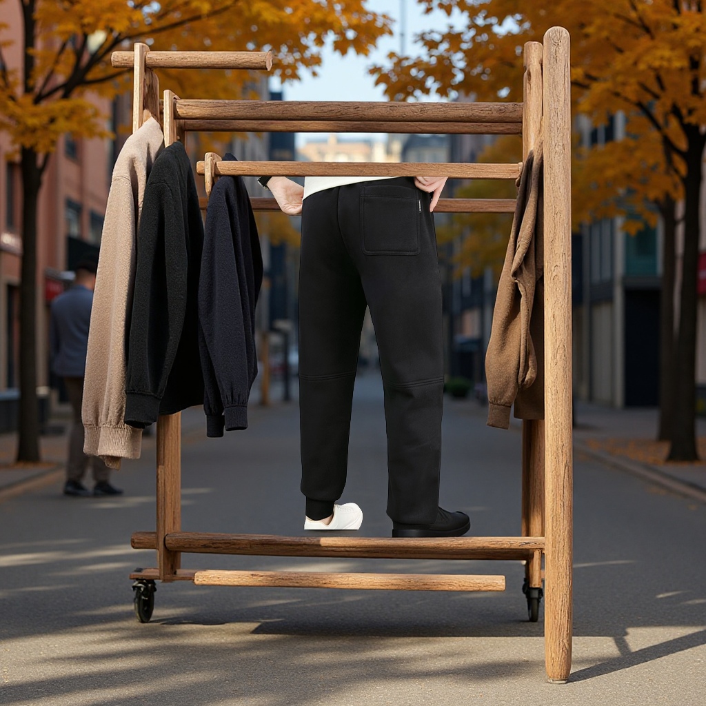 Autumn and winter men's tight-fitting sports pants 2025 new style fleece and thickened 9-point casual pants, outdoor thermal pants details Picture