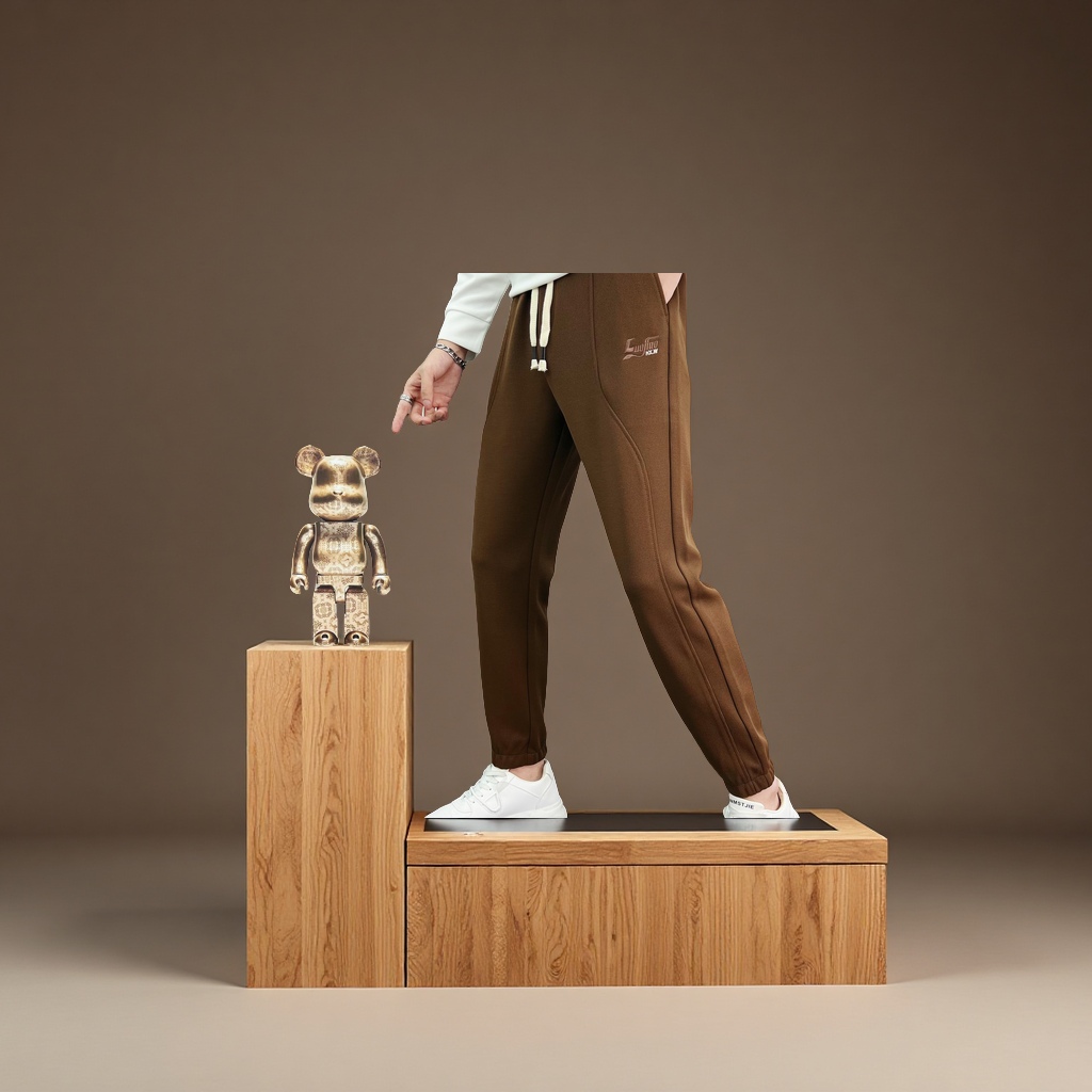 The 2025 new men's autumn and winter thickened tight-fitting casual pants with an ins style and three-dimensional cutting are versatile and suitable for sports and outdoor activities