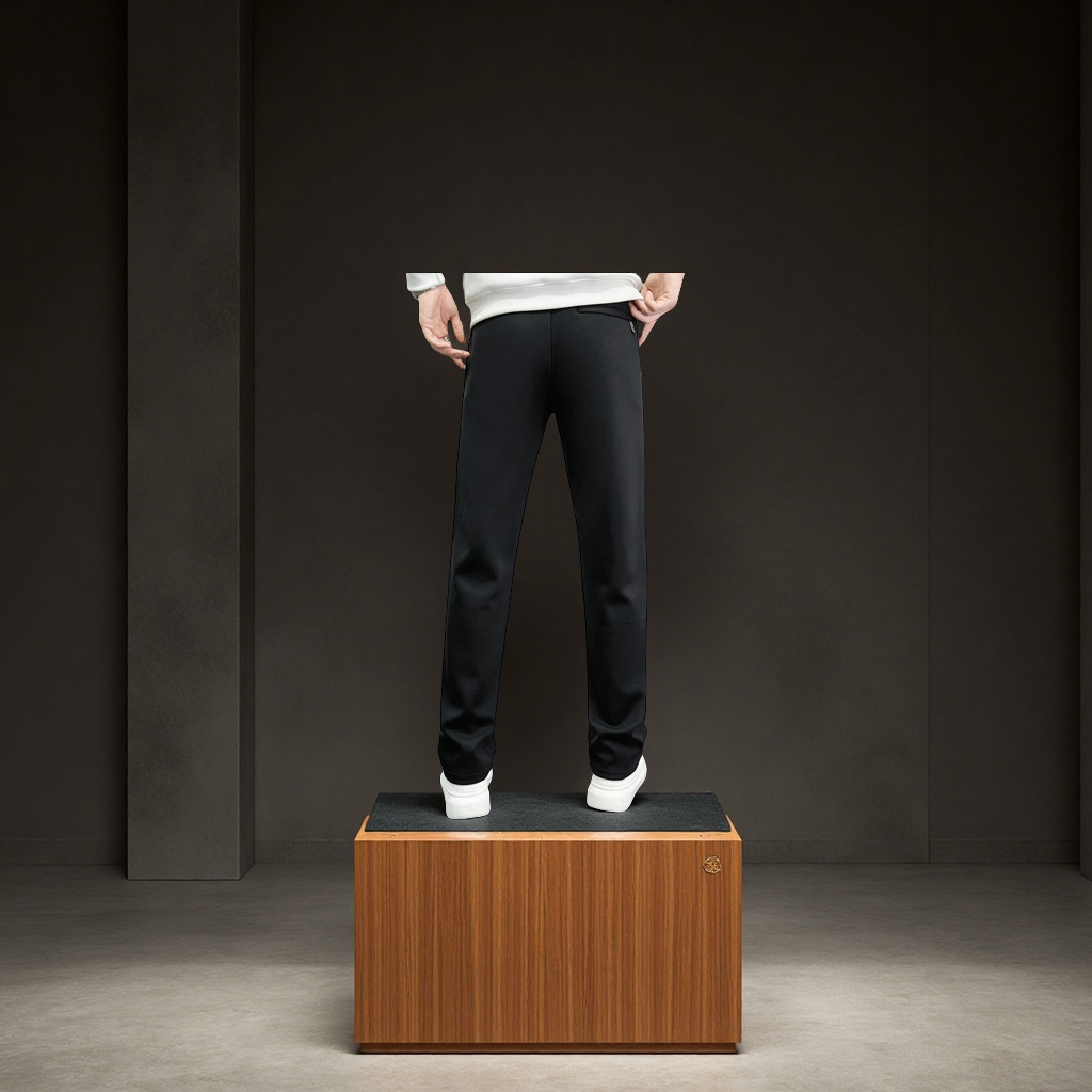 Korean men's casual pants, black solid color drawstring tapered Harem pants, high-elastic and breathable sports outdoor pants details Picture