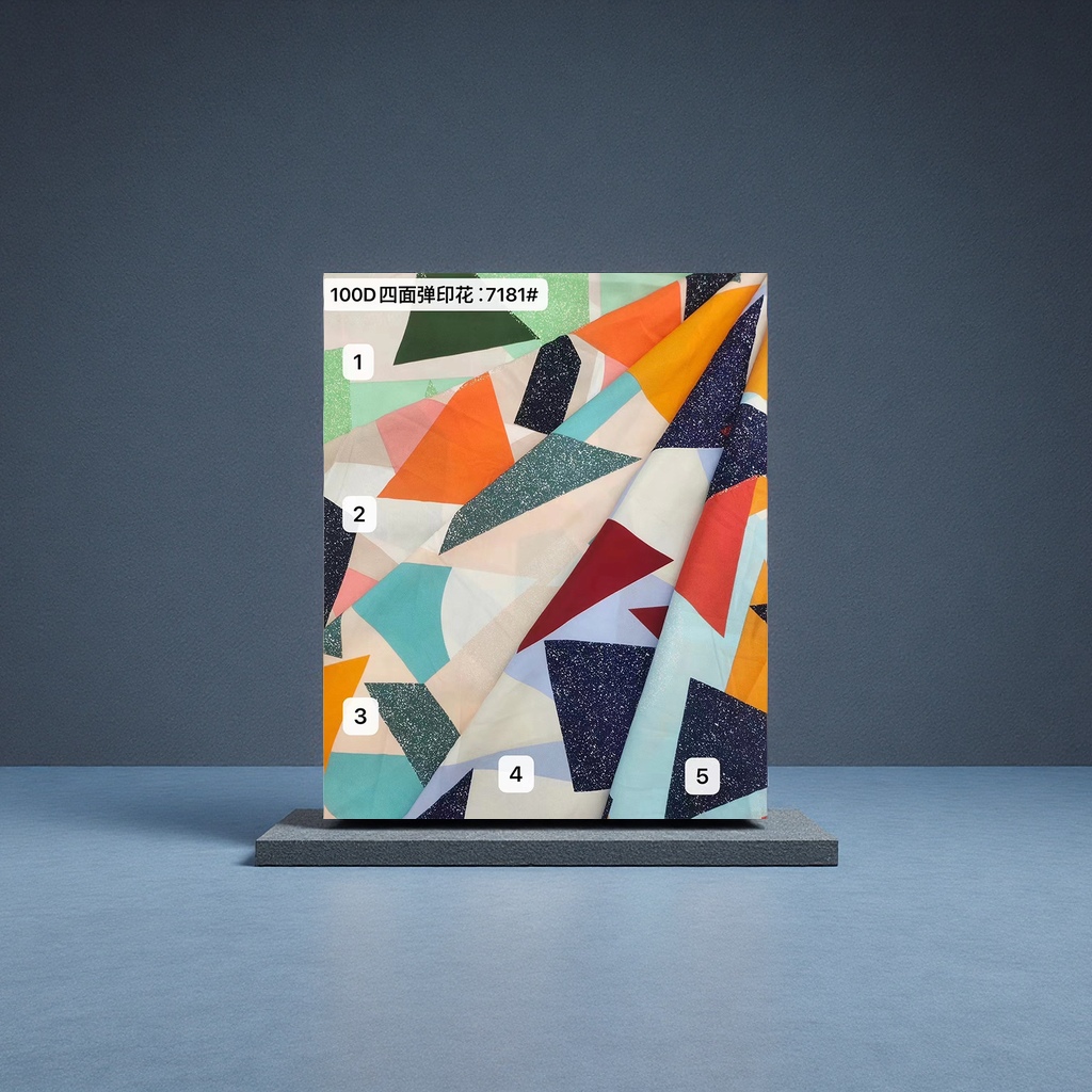 Customized plain weave 100D premium geometric printed fabric for clothing, bags, accessories, tie-dyed fabric, printed textile and leather materials by the manufacturer