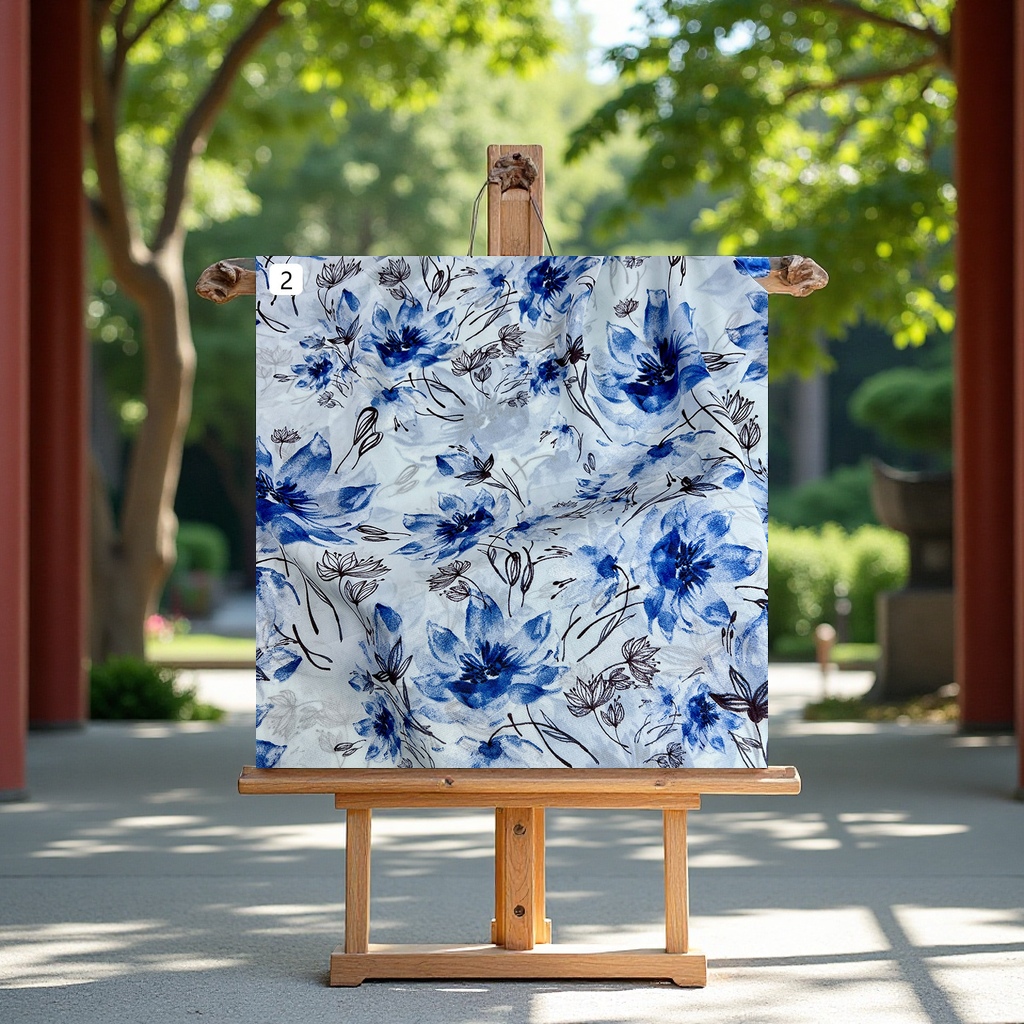 Pearl chiffon printed fabric, Chinese-style ancient costume Hanfu fabric, beach sun protection dress, T-shirt, textile tie-dyed printed fabric Specification image