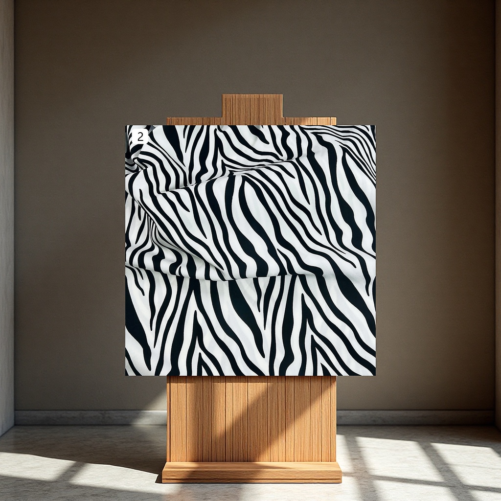 The fabric of the zebra print dress is made of four-sided elastic fabric for foreign trade clothing, T-shirts and bags, and is a blended and interwoven material Specification image