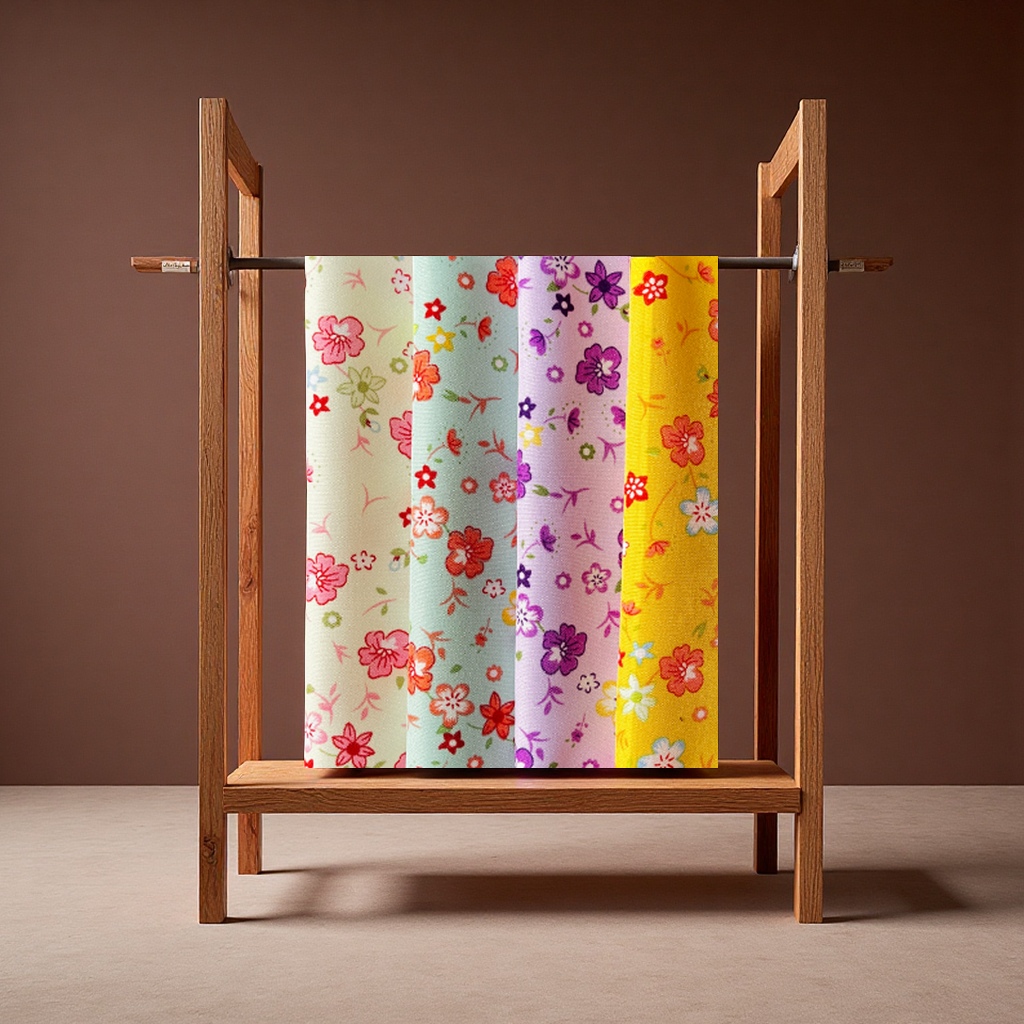 Fashionable plain weave small flower series clothing fabric 100D four-sided elastic accessories, bags, scarves, textile leather woven jacquard fabric