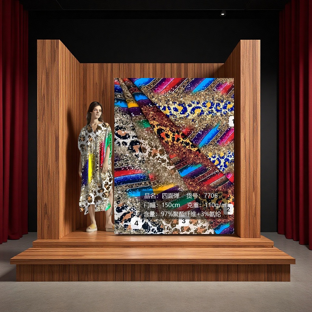 四面弹豹纹系列服装连衣裙外贸面料饰品箱包印花扎染布料皮革纺织品