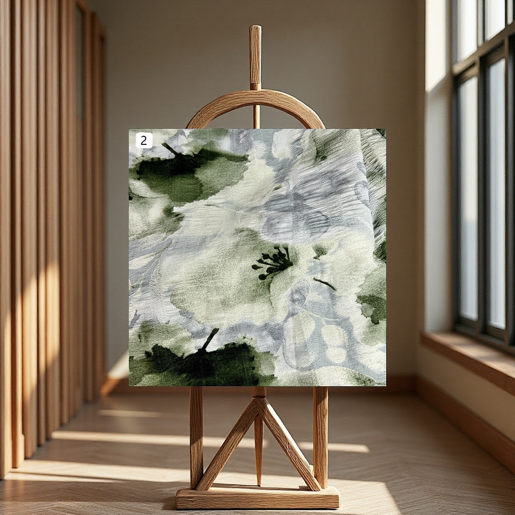 This is a casual dress made of Chinese style fabric with a crinkled print and a flowing texture. It is a women's dress in ink-wash color Application Scenario