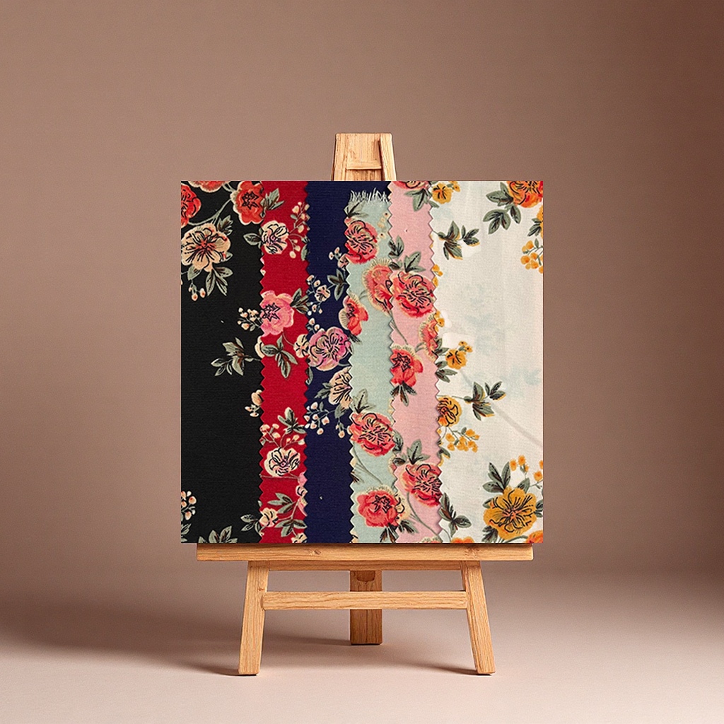 The factory-customized hibiscus linen printed large pattern fabric is suitable for dresses, bags, shoes, hats, textile leather jacquard yarn-dyed fabrics Specification image