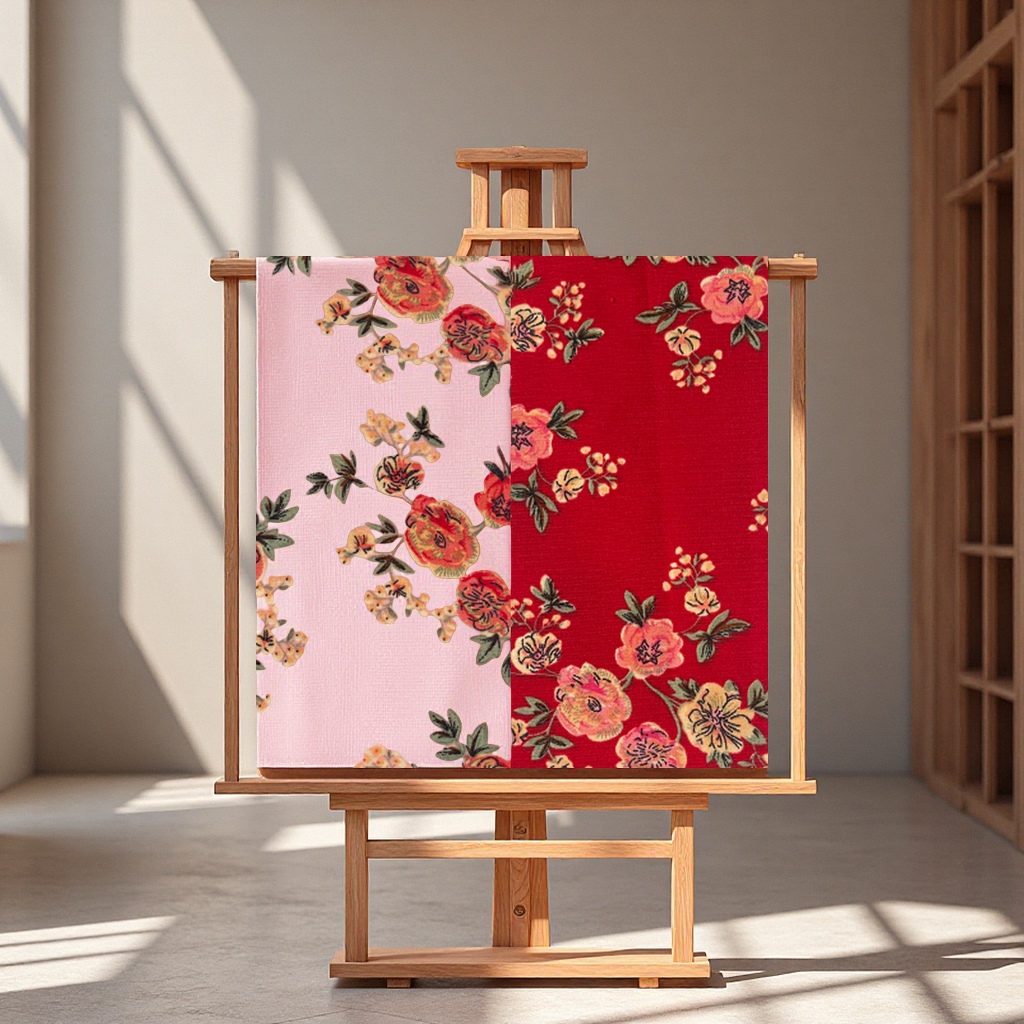 The factory-customized hibiscus linen printed large pattern fabric is suitable for dresses, bags, shoes, hats, textile leather jacquard yarn-dyed fabrics Application Scenario