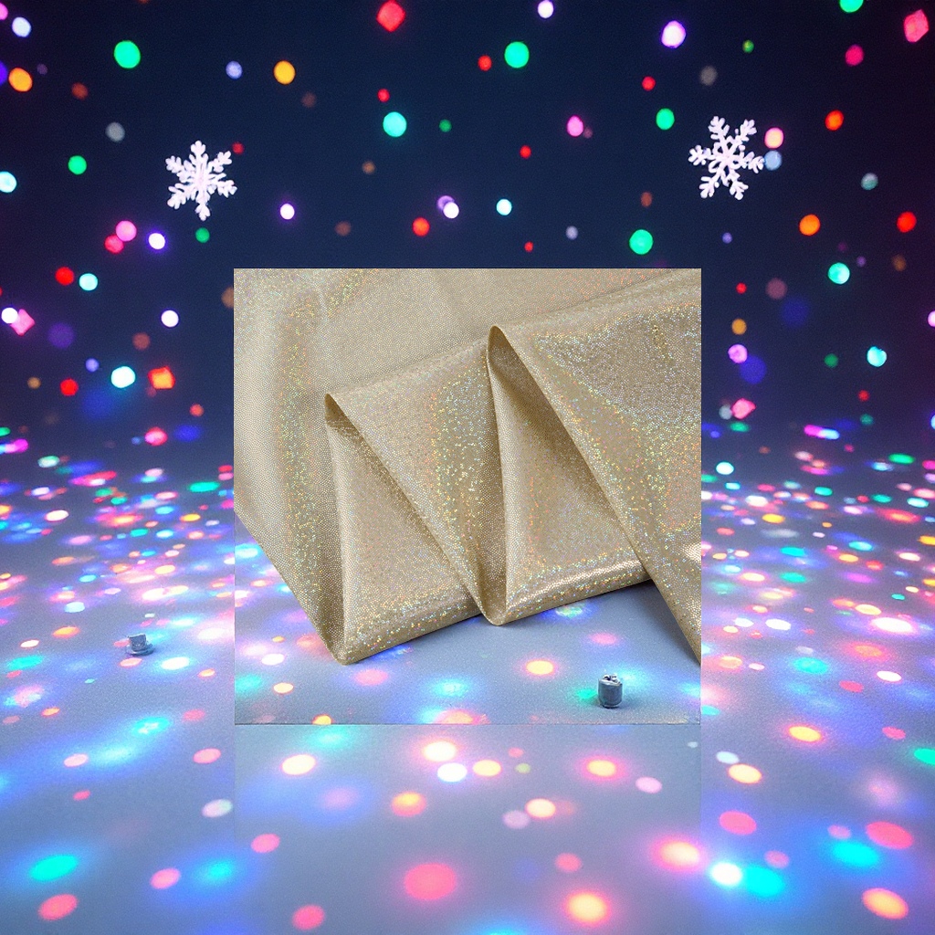 厂家定制幻彩镭射指纹烫金面料圣诞玩具口罩装饰亮片纺织辅料