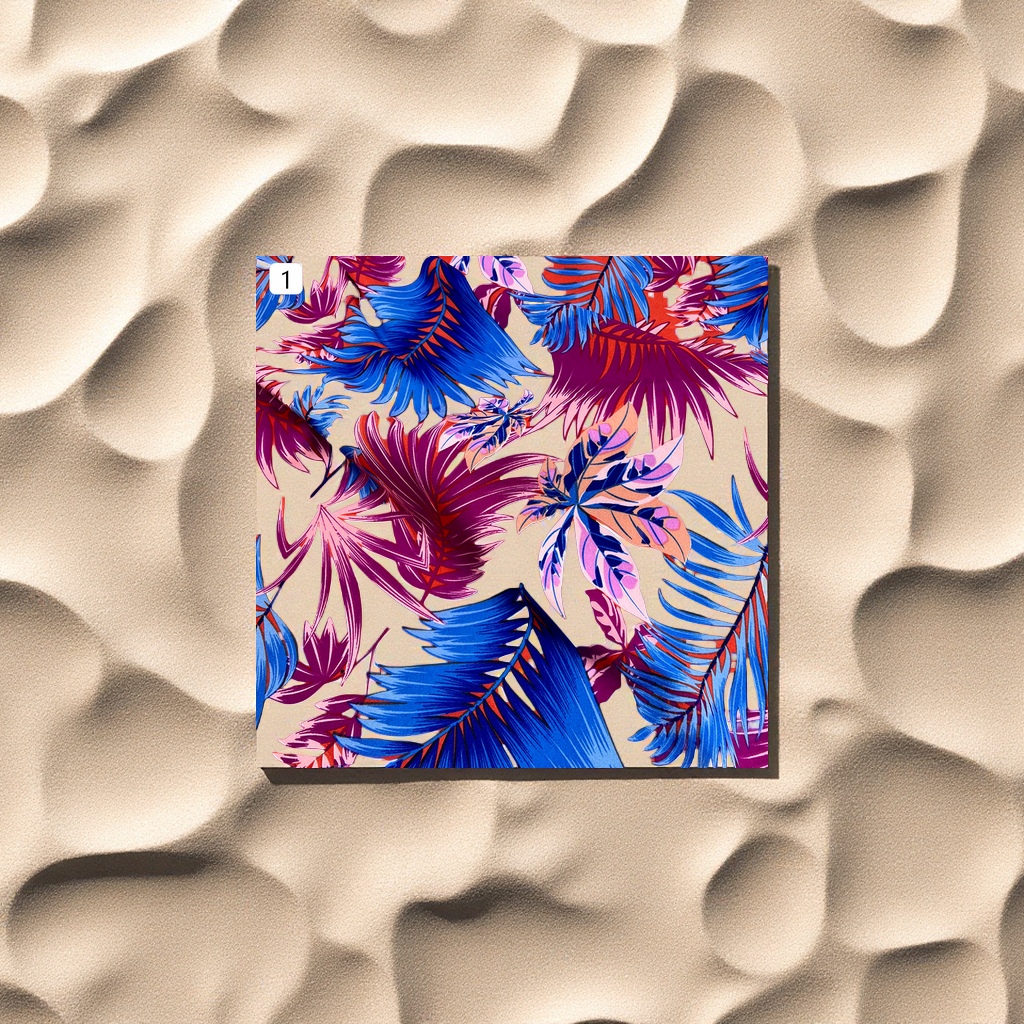 Big coconut tree printed dress, four-sided elastic fabric, Southeast Asian-style beach clothing, home textile, home fabric and decorative items details Picture