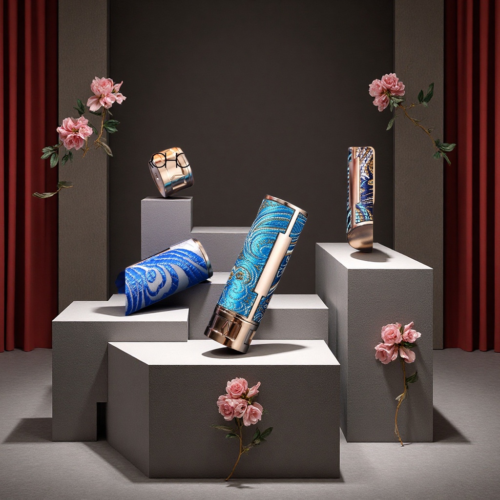 工厂直销国风刺绣雕花哑光口红彩妆礼盒持久显色爆款日用百货打火机烟具套装