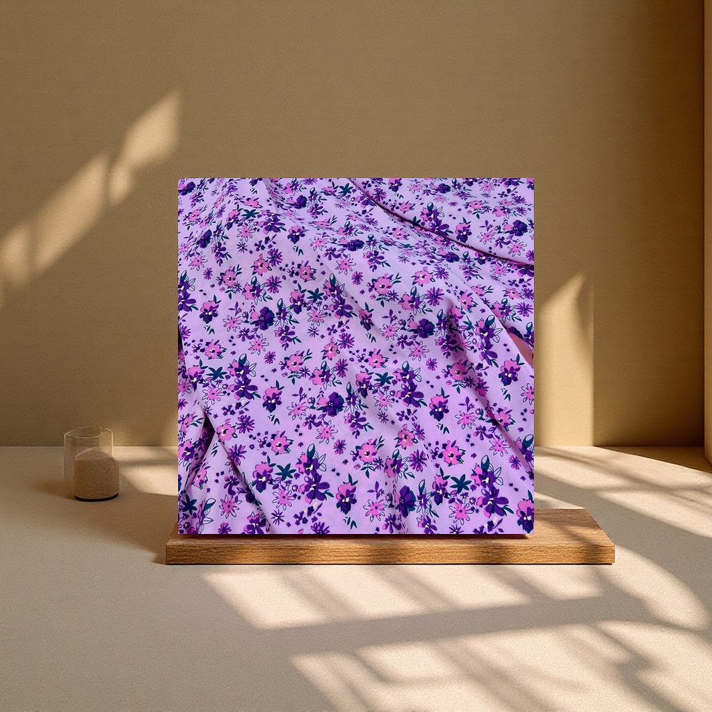 Small floral print dress, four-sided elastic fabric, export clothing, T-shirt, accessories, bags, colored woven jacquard fabric details Picture