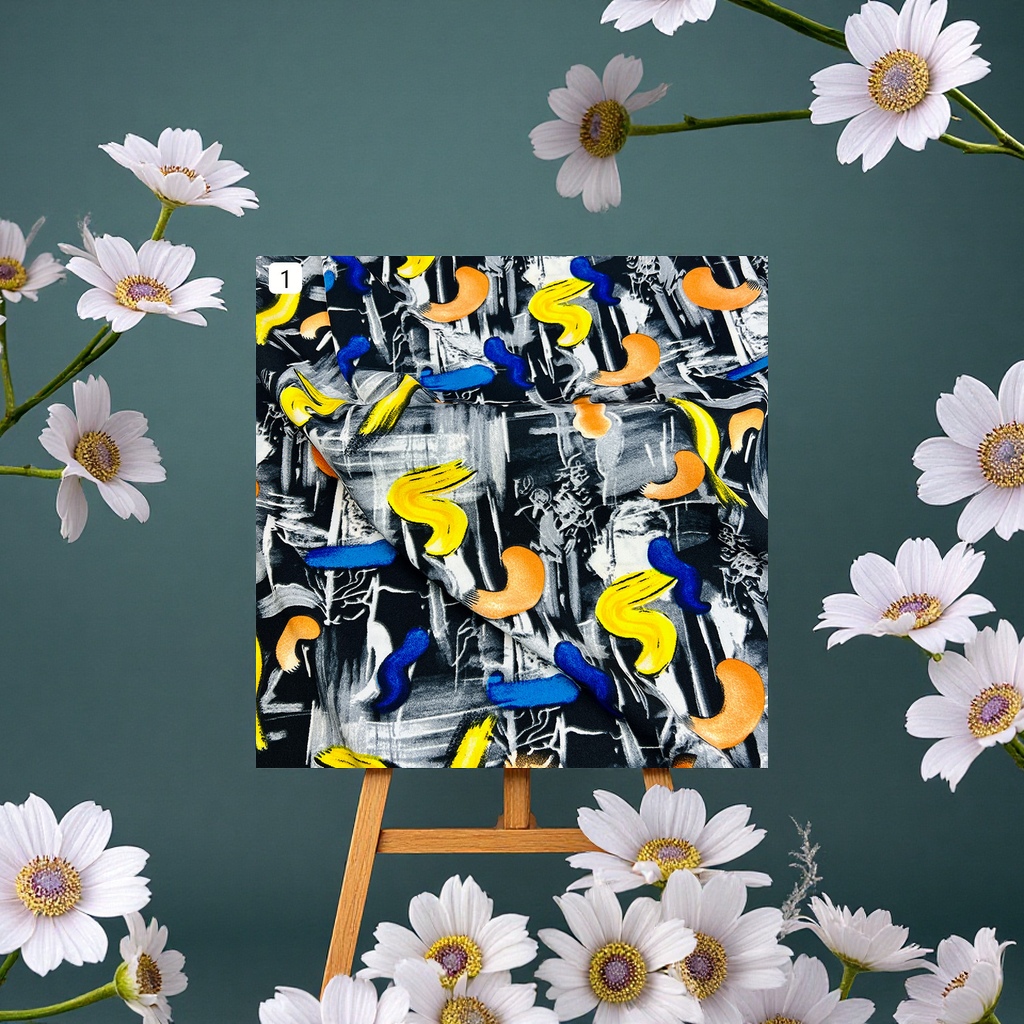 Fashionable letter printed dress, casual pants, four-sided elastic fabric, export clothing, T-shirt, accessories, bag fabric, textile leather, tie-dyed fabric, printed and matched with trendy and versatile styles details Picture