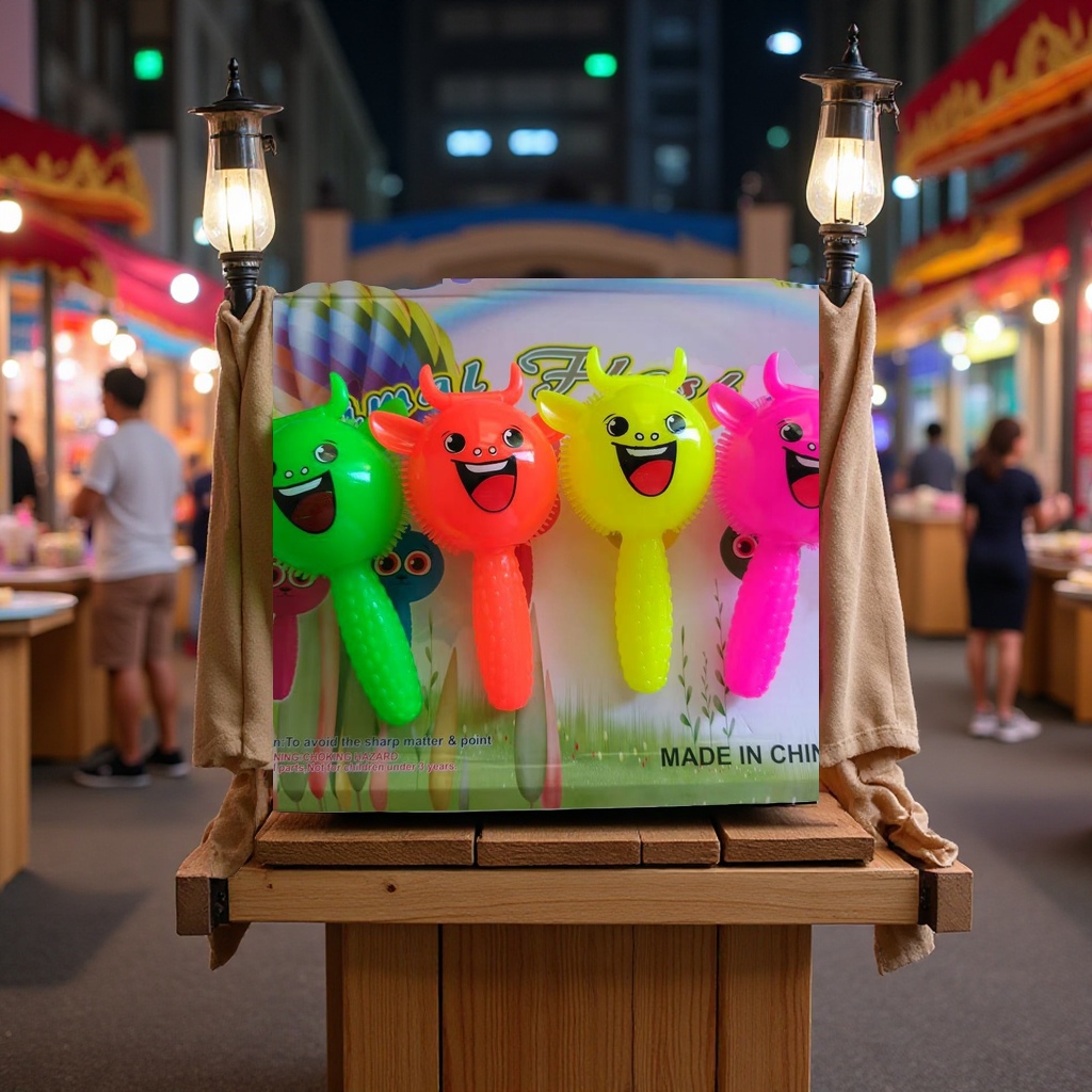 Cute and fun luminous handle bear rabbit cartoon whistle night market promotion gift, flash pinch, called electronic toy details Picture