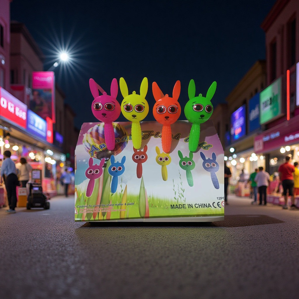 Cute and fun luminous handle bear rabbit cartoon whistle night market promotion gift, flash pinch, called electronic toy Specification image