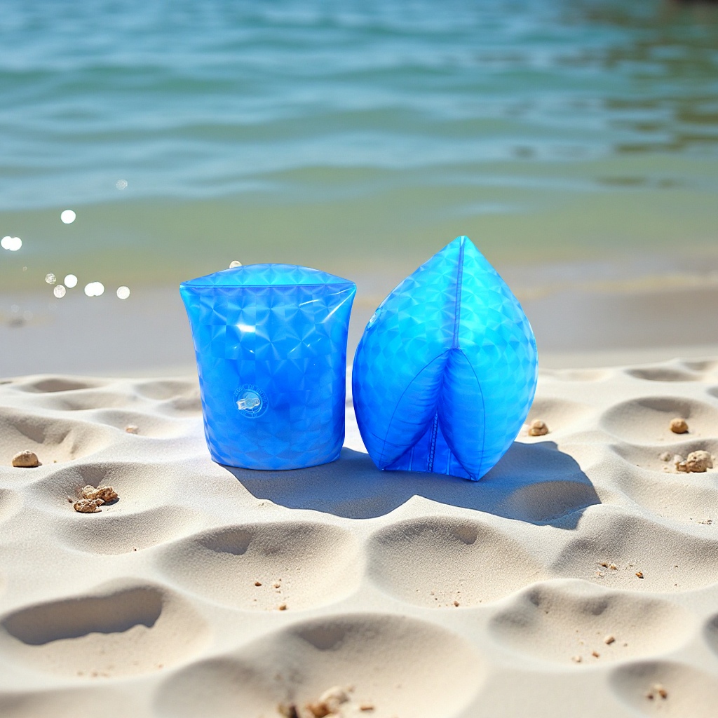 Manufacturer's PVC inflatable fluorescent arm sleeves, inflatable water sleeves, children's toys, luminous waterproof sports wristbands, inflatable rings details Picture