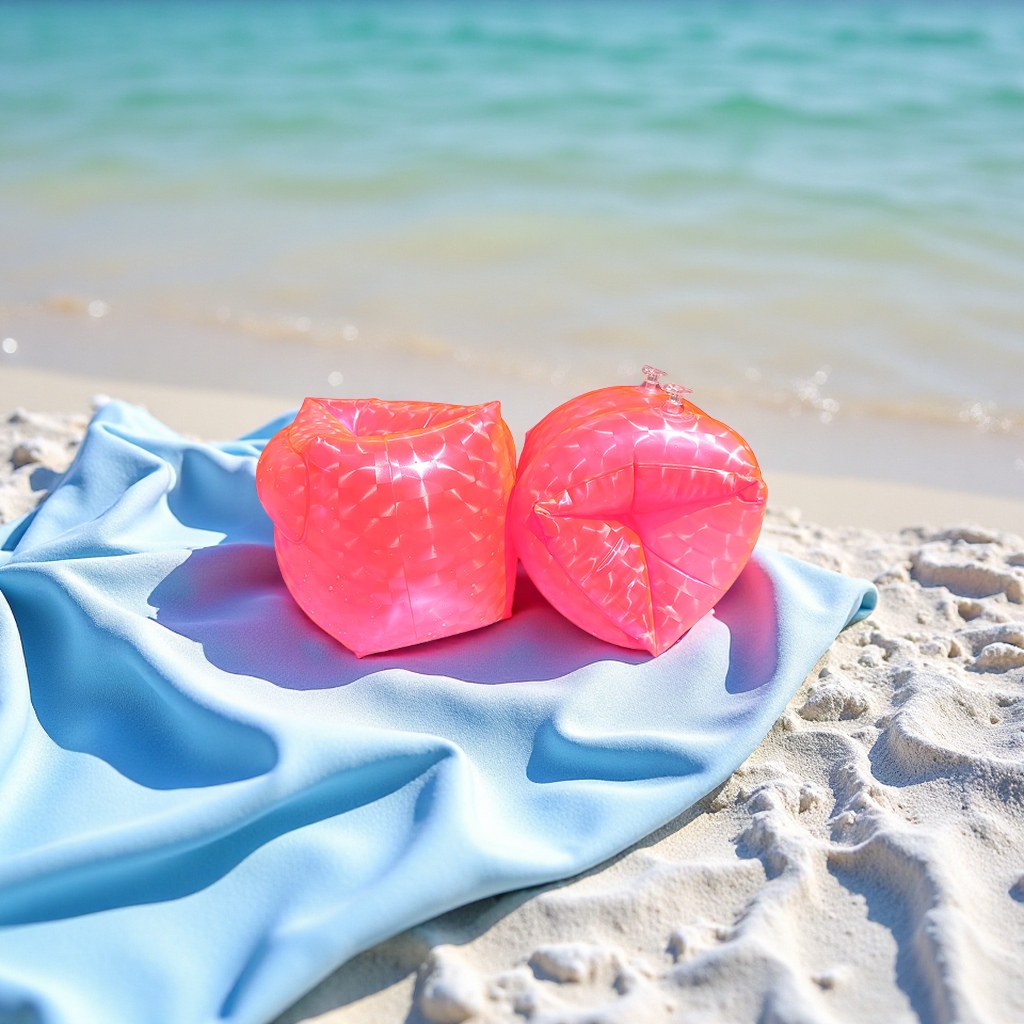 PVC inflatable fluorescent arm sleeves, inflatable water sleeves, outdoor swimming rings for sports, waterproof and anti-slip, suitable for adults and children Specification image