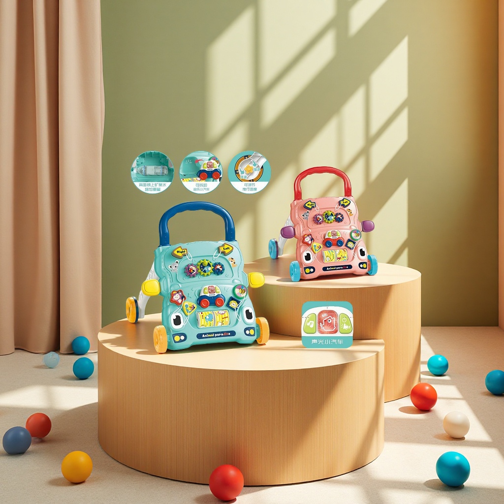 贝婴婴儿学步车多功能手推助步车儿童音乐滑行防侧翻童车母婴用品