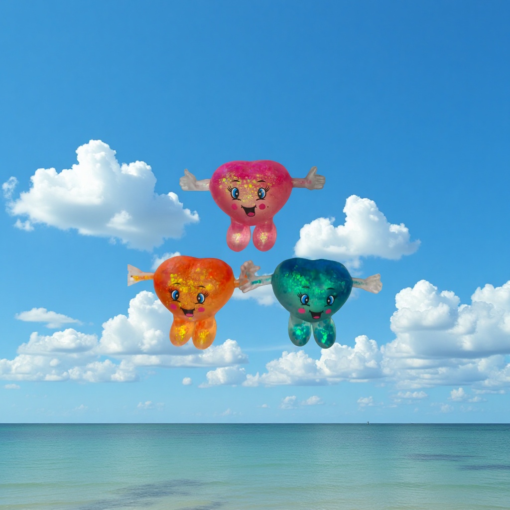 The Heart-shaped maltose stress-relieving toy is a trendy and fun stress-relieving tool. It features a finger bouncy ball to relieve stress and offer a fun and refreshing experience Specification image