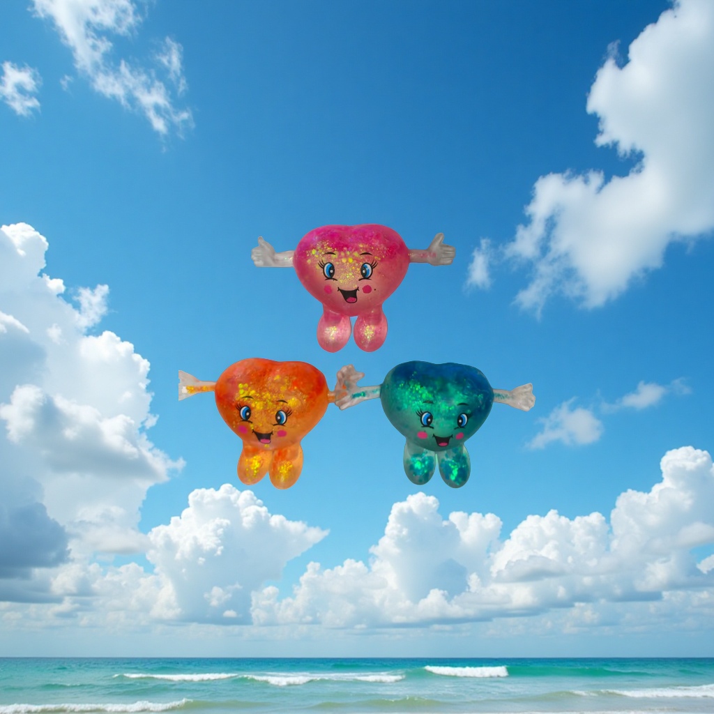 The Heart-shaped maltose stress-relieving toy is a trendy and fun stress-relieving tool. It features a finger bouncy ball to relieve stress and offer a fun and refreshing experience Application Scenario