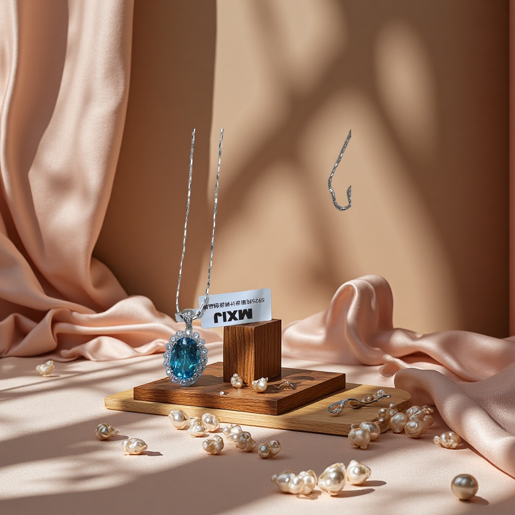 S925纯银彩宝设计款项链吊坠时尚简约女款首饰品礼物