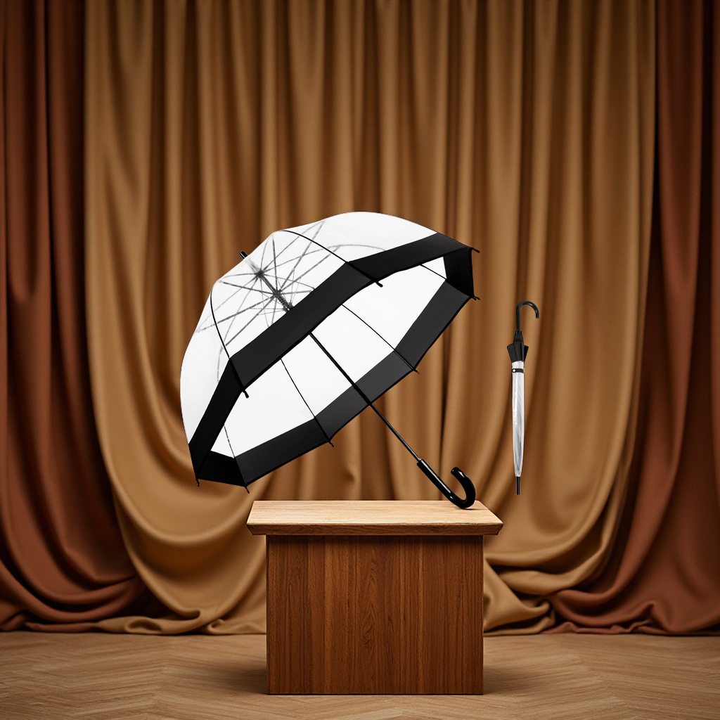 英伦复古宽边透明雨伞欧洲风格阿波罗拱形鸟笼伞现货批发挡风遮阳防雨用品