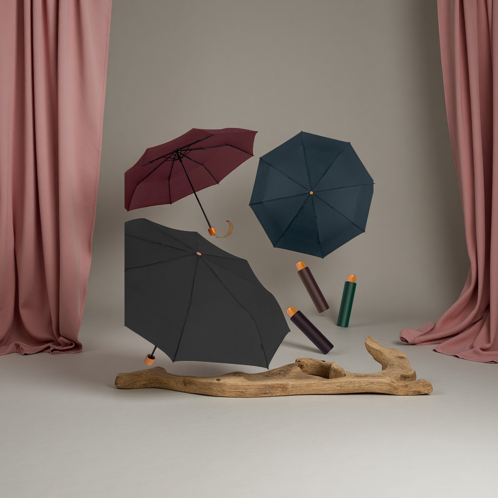 Plain three-fold umbrellas for foreign trade, manual canopy, polyester fabric, windproof and sunshade, solid color in stock, daily necessities Specification image