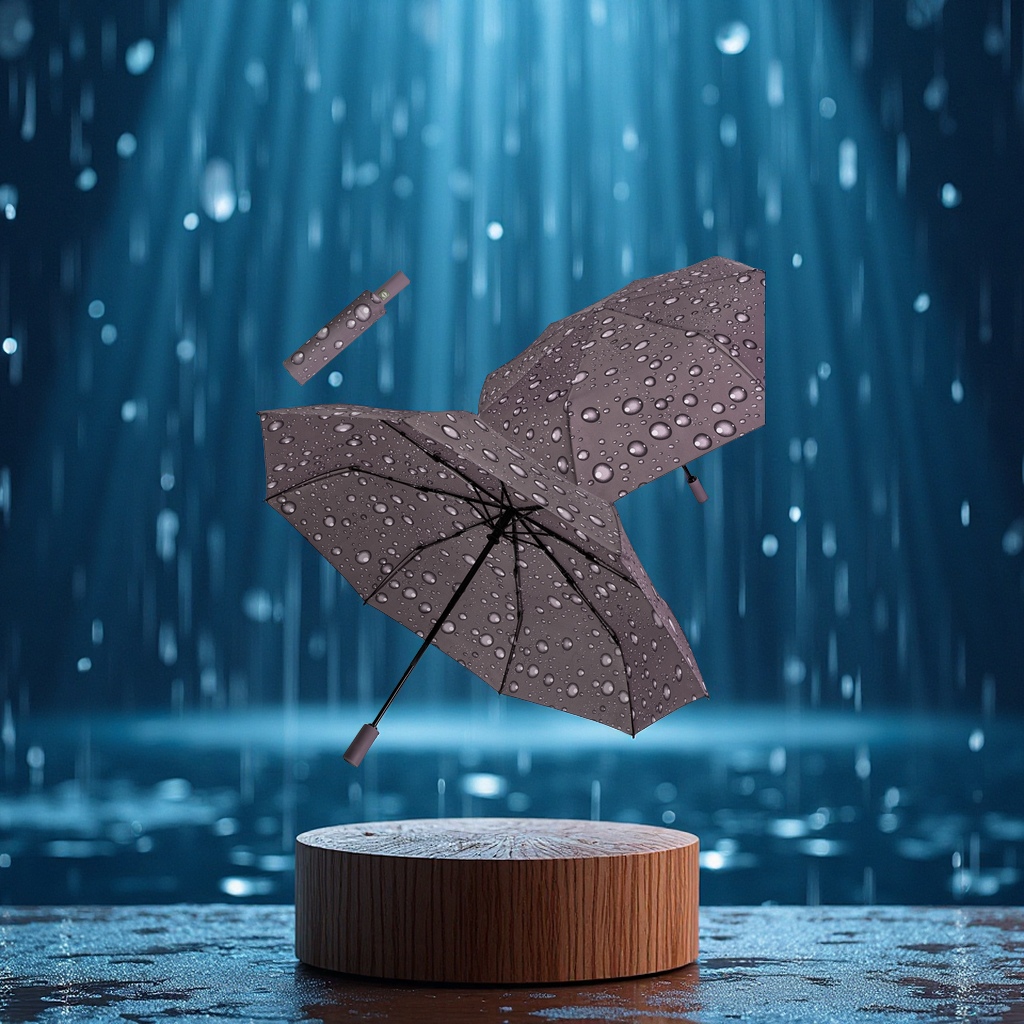 外贸六色雨滴图案自动三折伞防风遮阳自开收雨伞现货日用百货