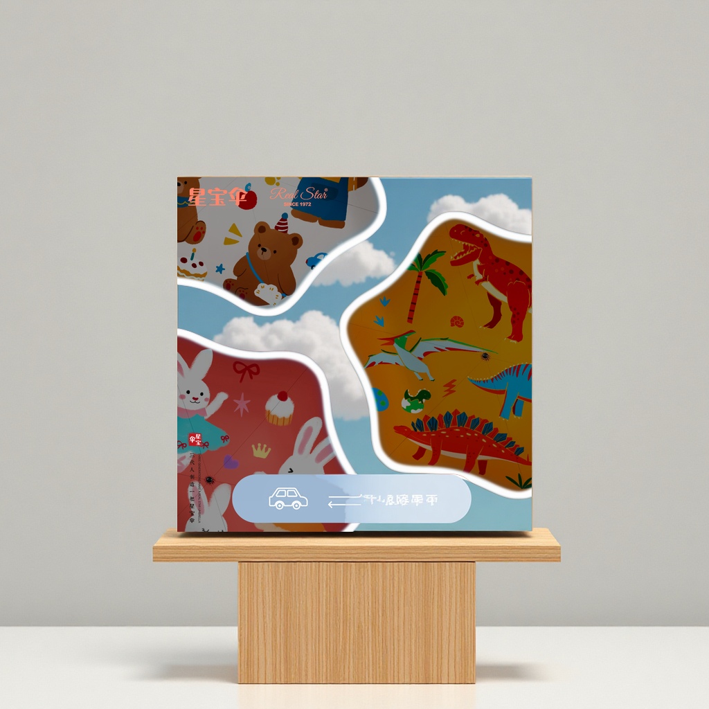 Xingbao Umbrella Children's reflective rounded corner anti-poke manual long-handle sunshade umbrella, safe for babies to shield from wind and rain Specification image