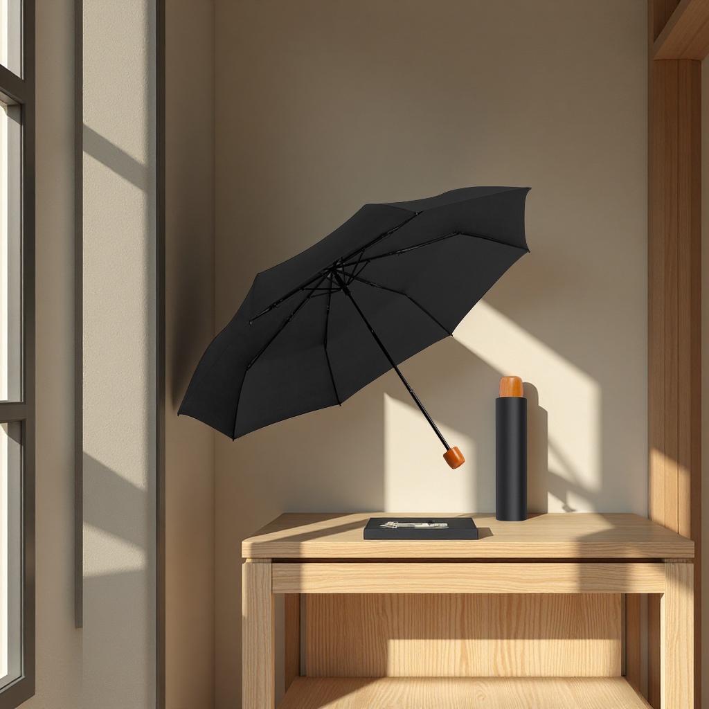 Plain three-fold umbrellas for foreign trade, manual canopy, polyester fabric, windproof and sunshade, solid color in stock, daily necessities Application Scenario