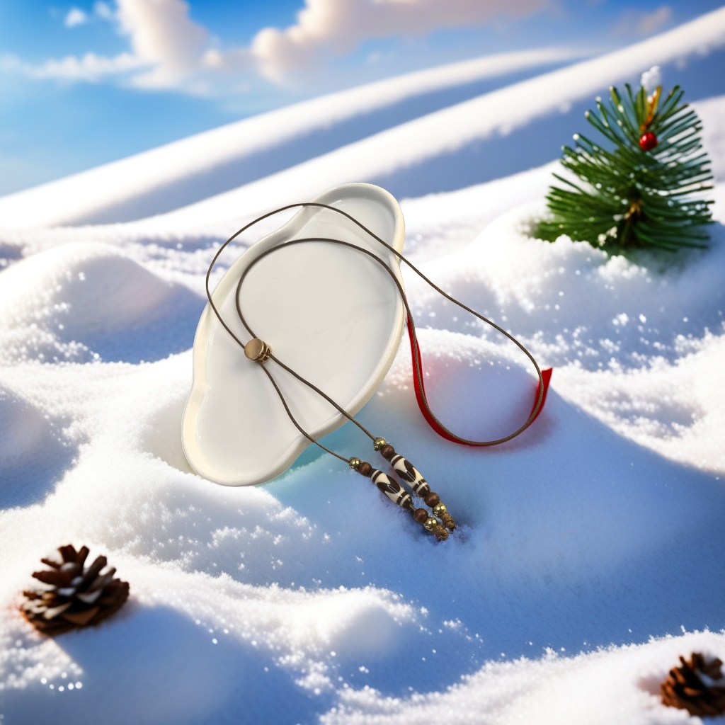 Tibetan sweater chain with three eyes 橝 wood agate Specification image