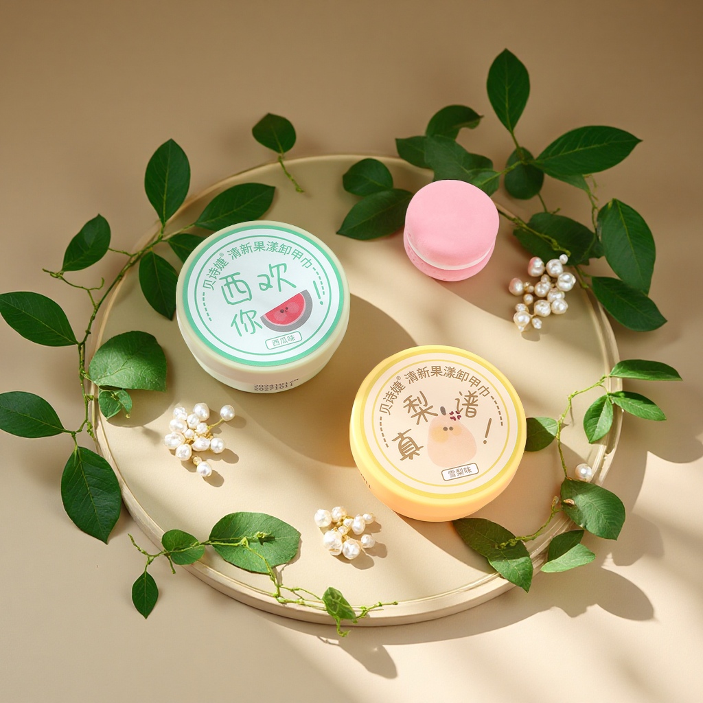 水果味卸甲巾48片免伤甲洗甲棉片清洁滋润美甲护理批发美容护肤彩妆工具