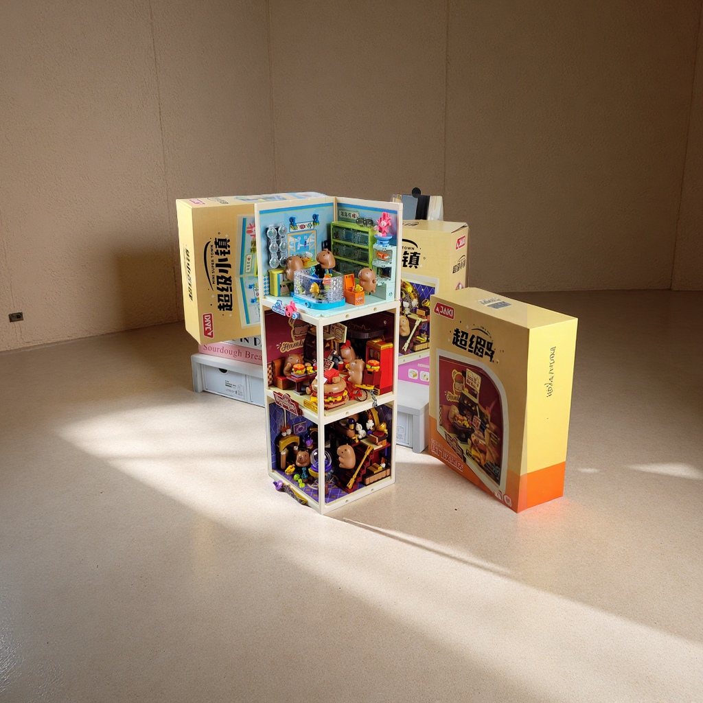 AKI佳奇超级小镇卡皮巴拉积木女生过家家叠叠屋拼搭玩具儿童礼物模型建筑图