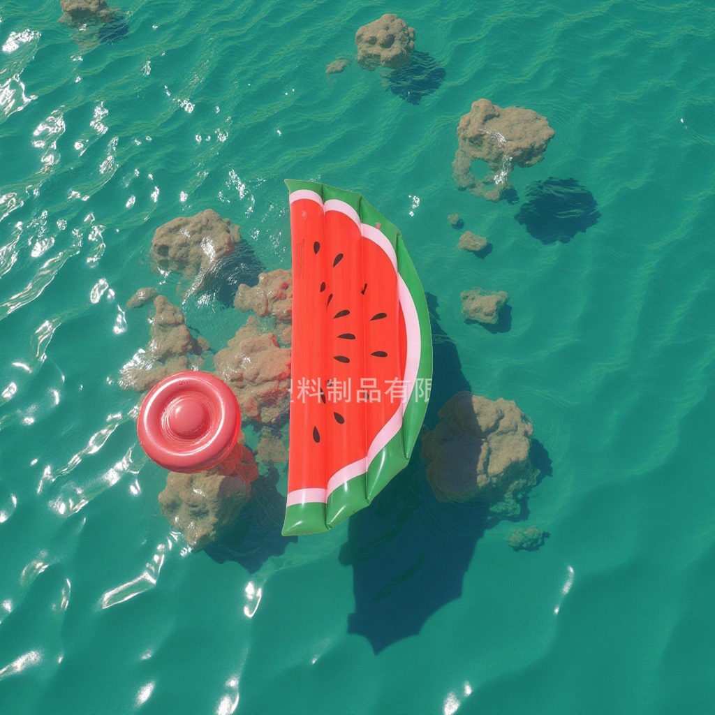 厂家直销跨境现货PVC充气西瓜浮排水上躺椅加厚户外充气浮床运动山地野营用品