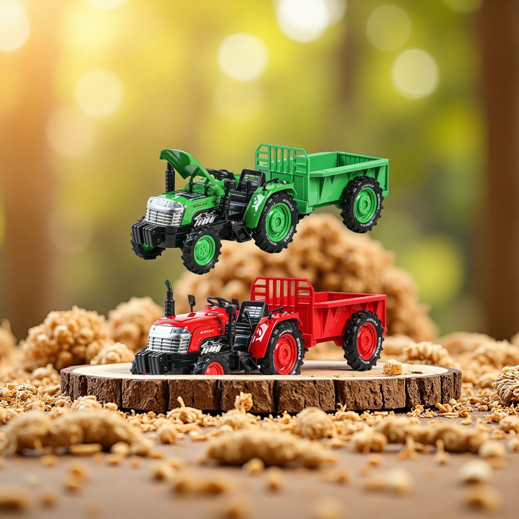 合金带斗拖拉机模型农夫车工程车儿童玩具男孩农场运输车过家家小家电玩具