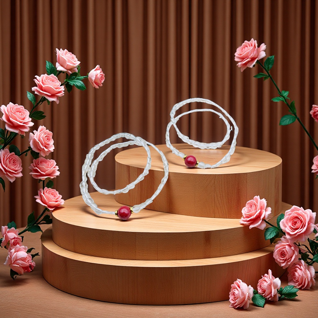 Double-ring white crystal bracelet, a fashionable, simple and natural crystal jewelry for women, as a gift and decorative item details Picture