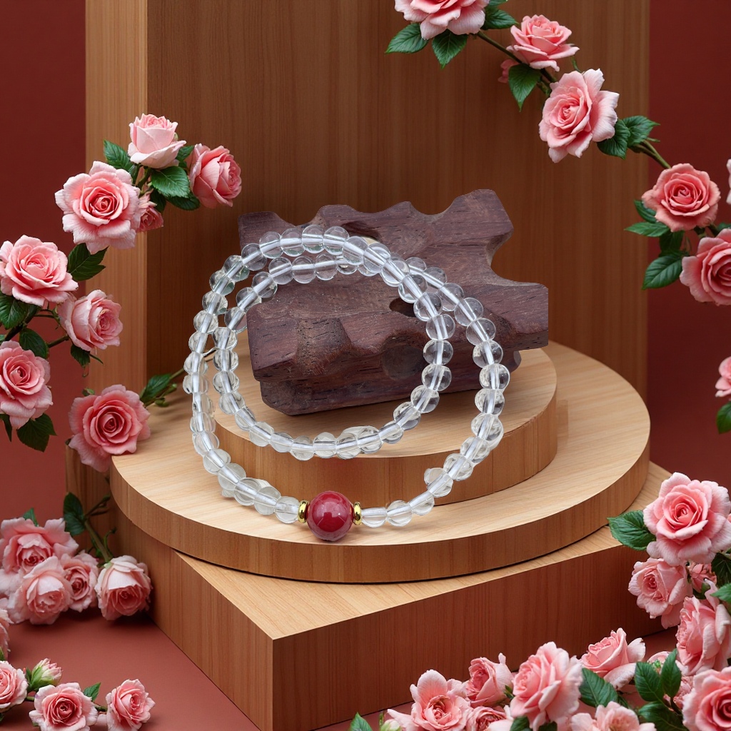 Double-ring white crystal bracelet, a fashionable, simple and natural crystal jewelry for women, as a gift and decorative item Application Scenario