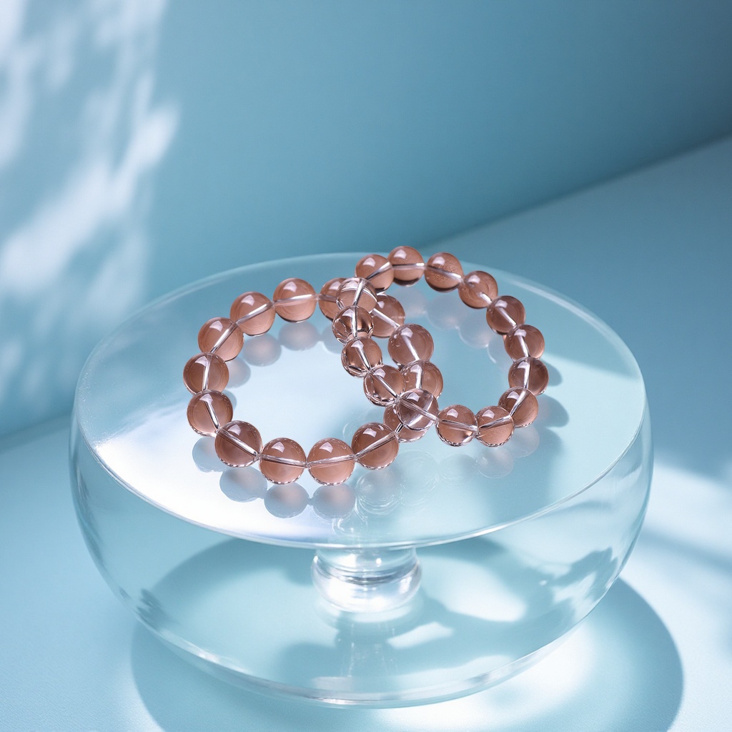 10A级天然白水晶手链女透明珠子全净体巴西单圈情人节礼物饰品配件